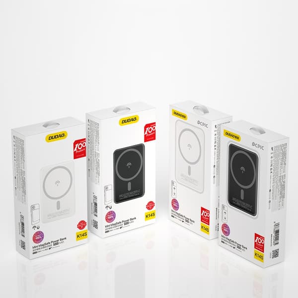Powerbank 5000mAh magnetisk med MagSafe induktiv lader, svart