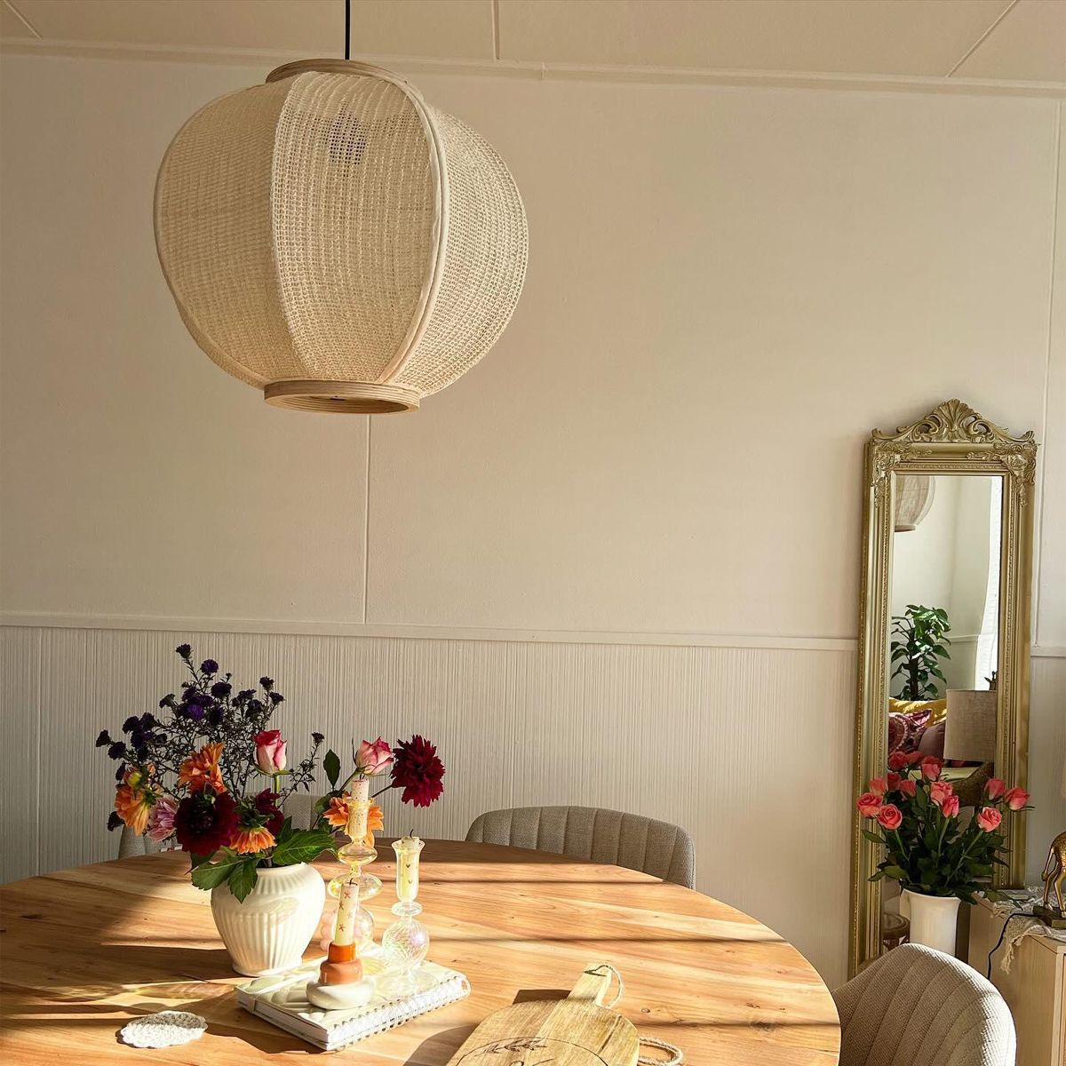Smart hanglamp naturel stof 48 cm incl. Wifi G95 - Rob