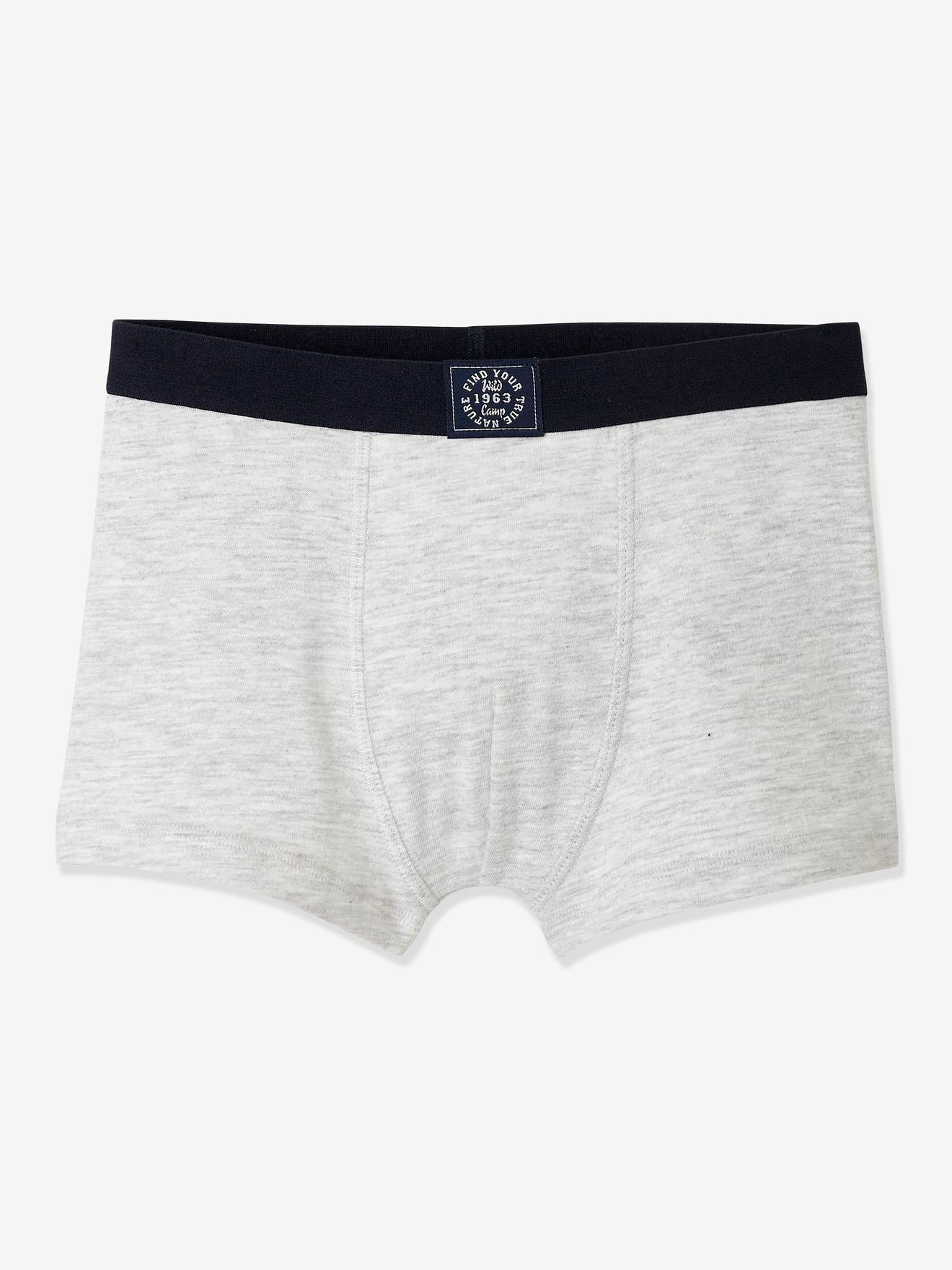 Pacote com 5 cuecas boxer azuis claras em dois tons/multicoloridas para meninos