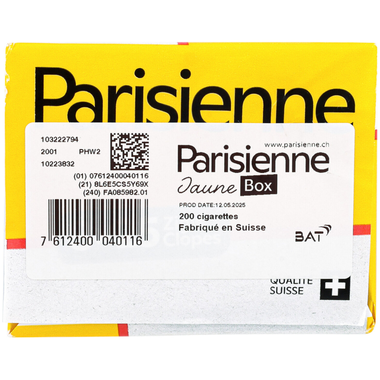 Parisienne Zigaretten Jaune 25 Box Stange