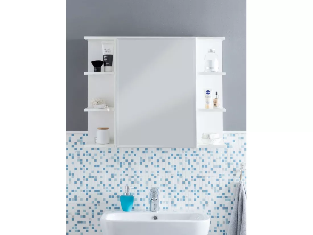 moderne Armoire murale en bois miroir 80x64,5x20cm Blanc