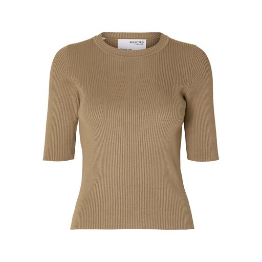 Selected Femme Mala Strikbluse, Greige, S