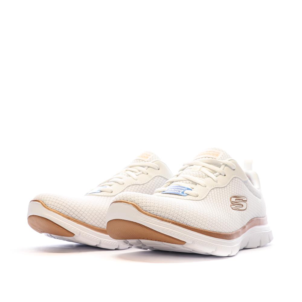 Skechers Chaussures de Sport Blanc/Or-Rose Femme Skechers Flex Appeal