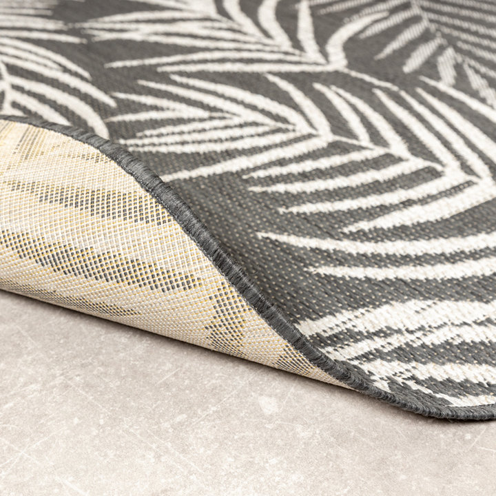Rond buitenkleed - Malta Leaves Zwart | Budgettopper!