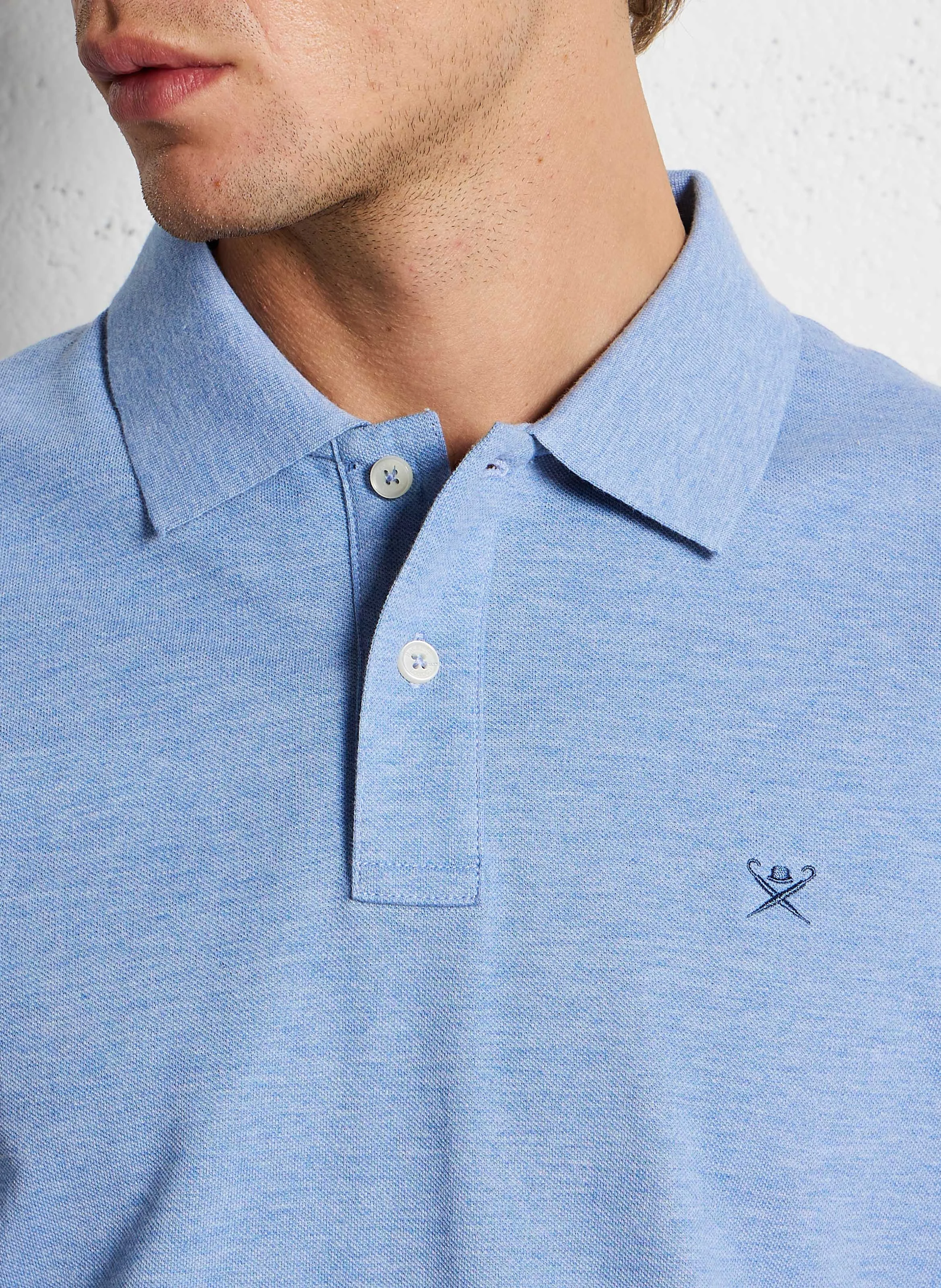 Polo slim-fit en coton piqué | Bleu