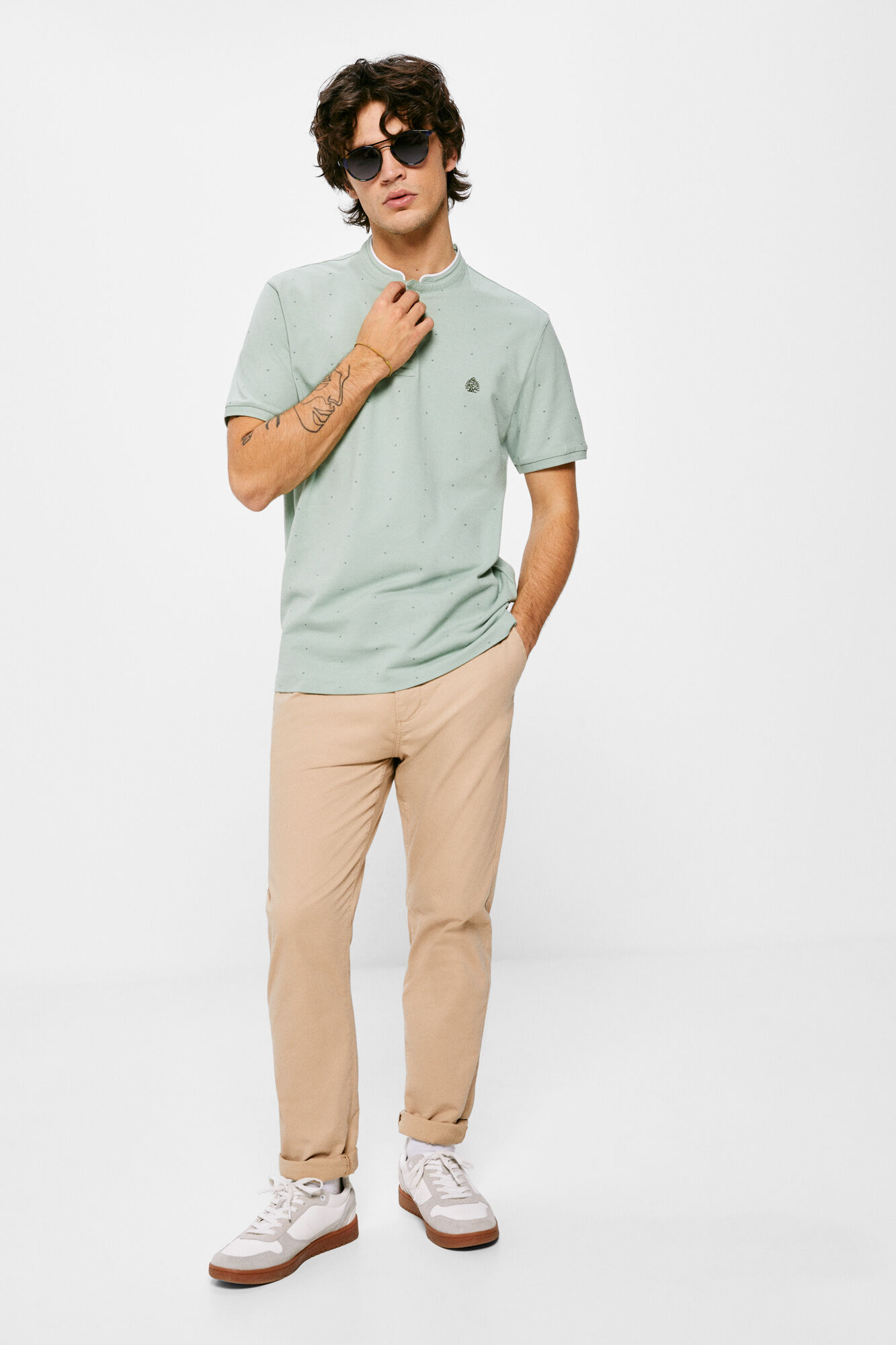 Camisa polo slim com estampa total - verde