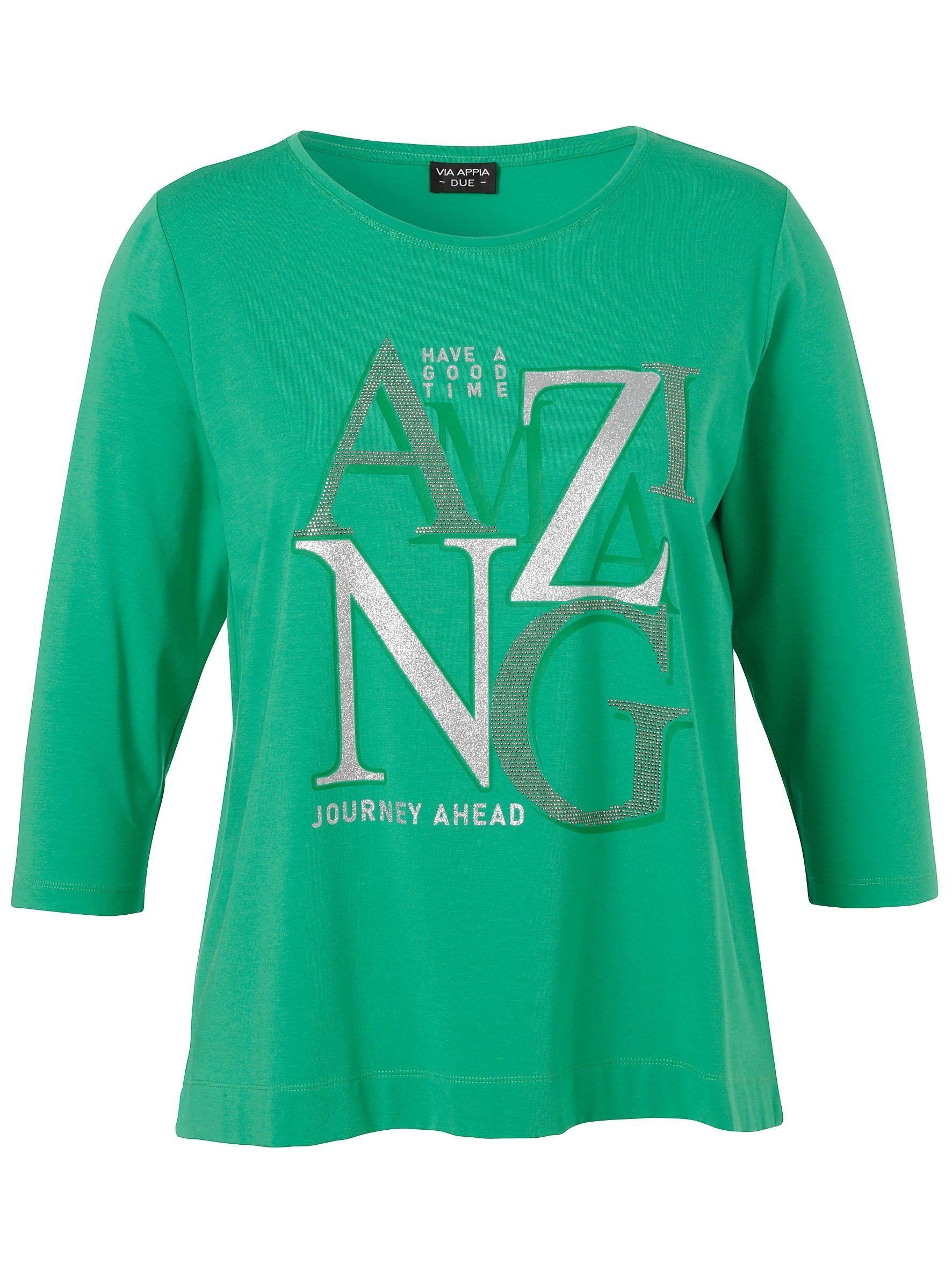 Shirt mit 3/4-Arm und Glitzer-Motivdruck