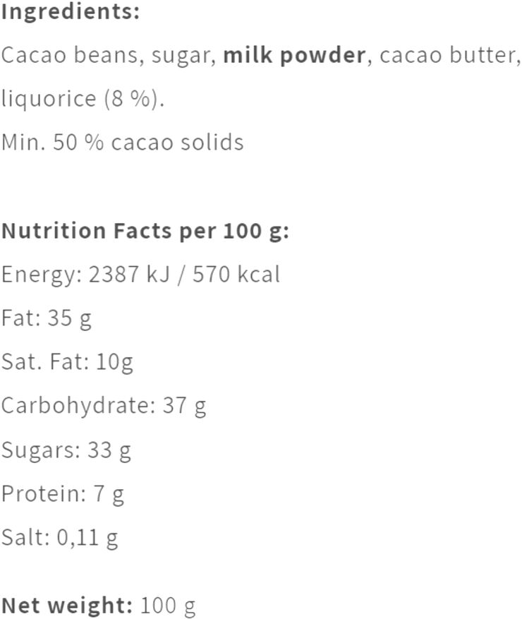Friis-Holm O'Payo Milk Liquorice 50 %