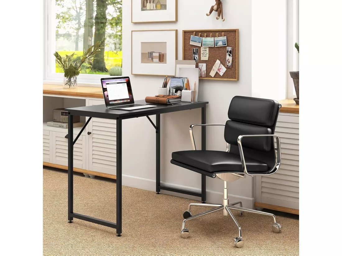 Bureau Informatique Droit - Structure en Métal -100 x 50 x 75 cm - Noir