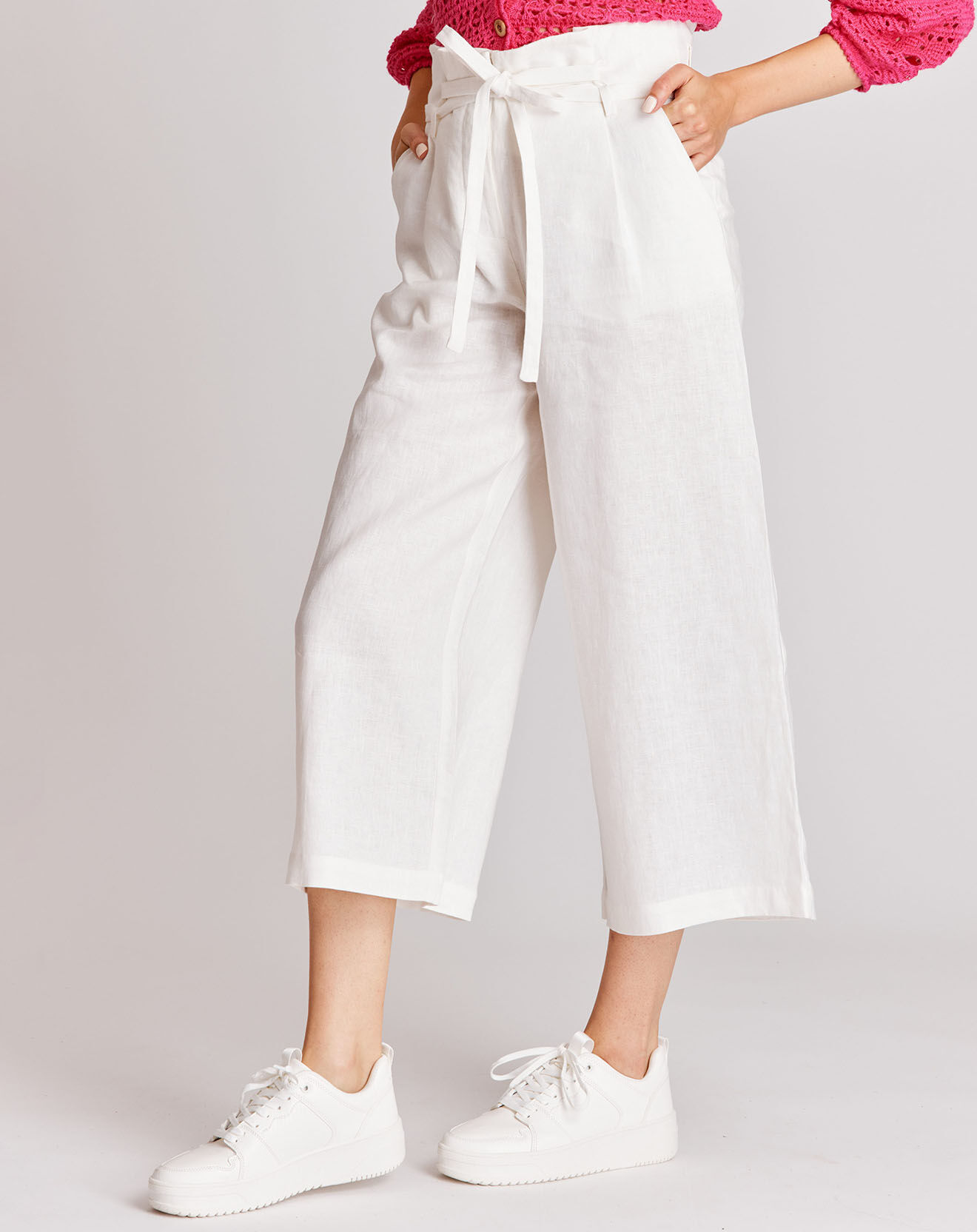 Derhy Pantalon 100% Lin Malala blanc