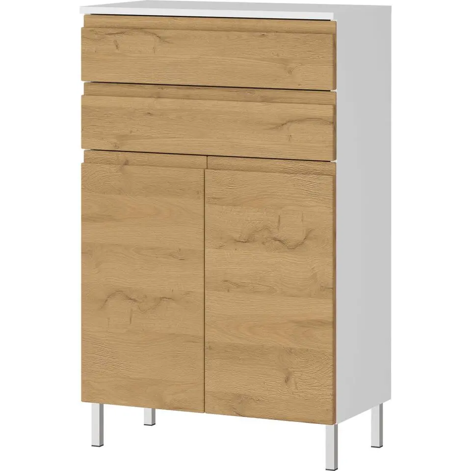Badkamerkast Torres 60cm met 2 deuren & 2 lades - eikdecor/wit