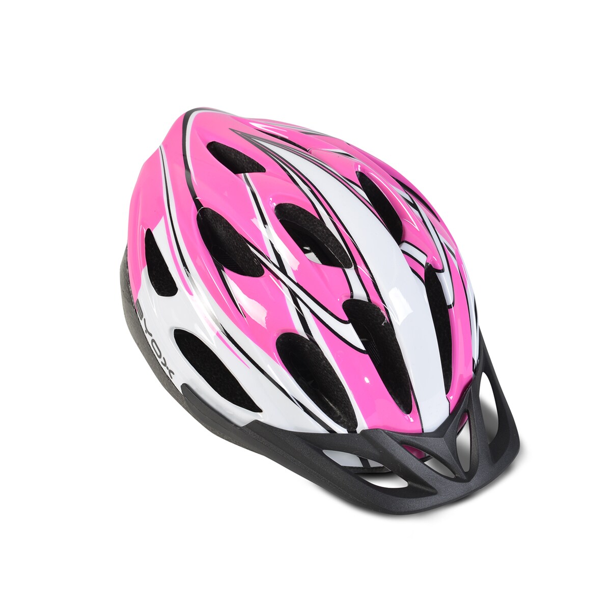 Byox Kinder Schutzhelm Y02, 17 Löcher, Größe M, einstellbar 54-58 cm, LED-Licht rosa