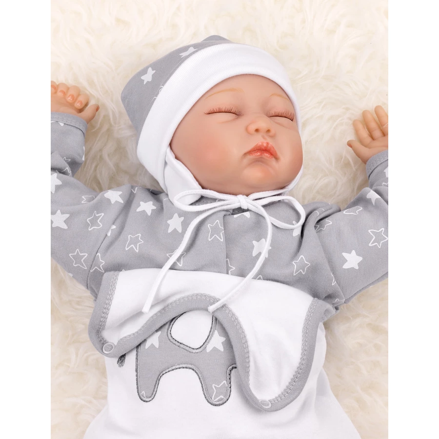 Baby Sweets 3tlg Set Strampler + Shirt + Mütze Little Elephant weiß grau