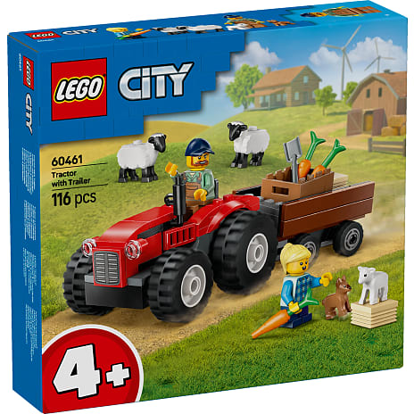 LEGO City Rød traktor med anhænger og får 60461