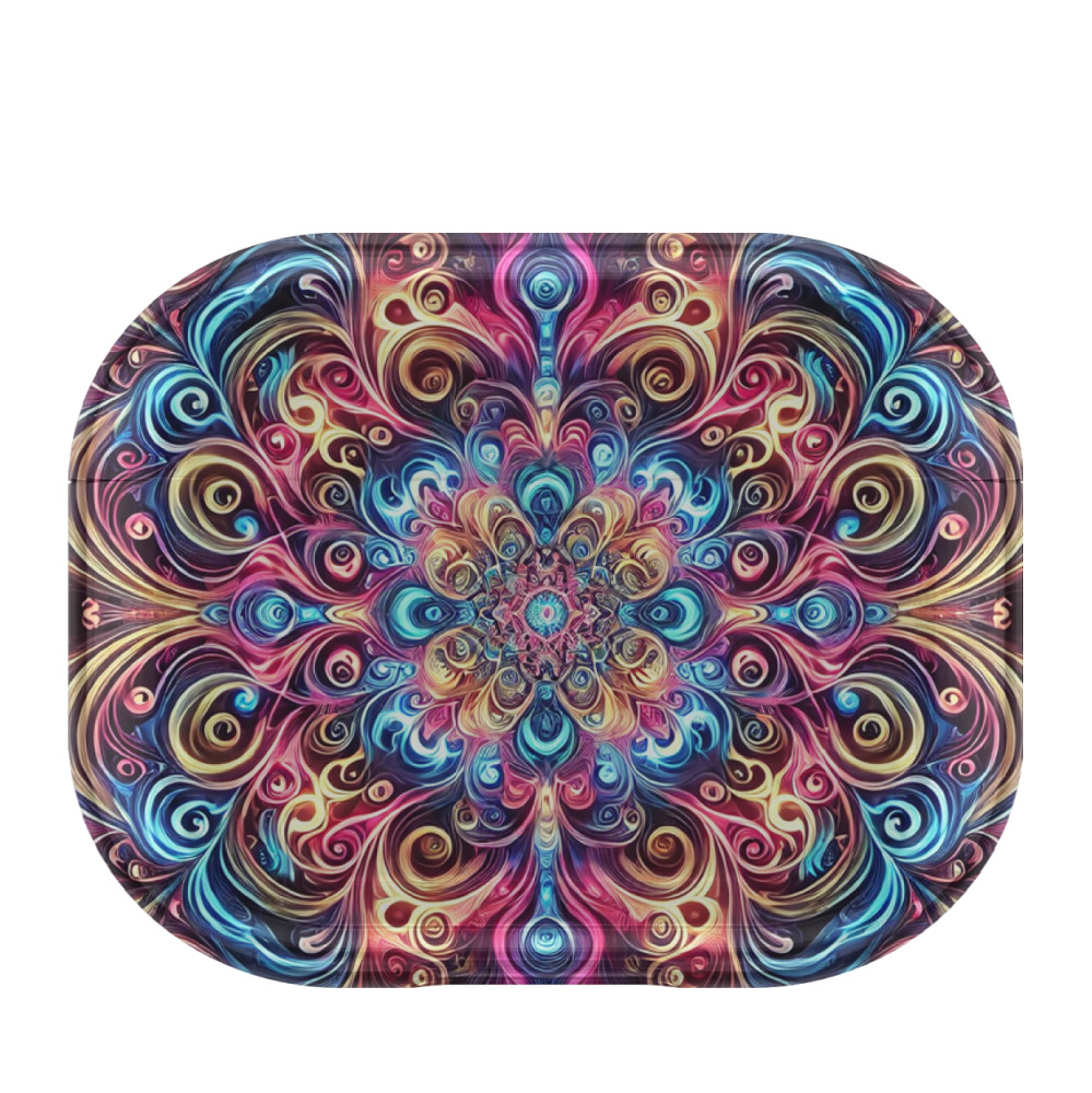 Apple AirPods Pro Gummi Hülle Neon Mandala - Blau / Gelb / Rot