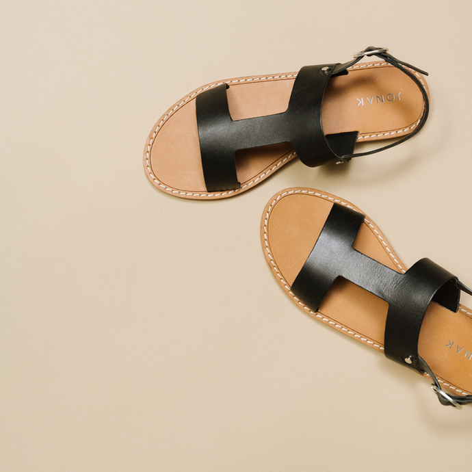 Sandales  en cuir noir