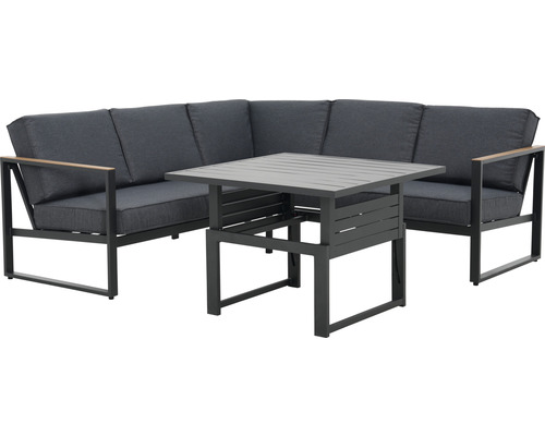 Garden Place Viven 4-zits loungeset inclusief in hoogte verstelbare tafel en kussens, antraciet aluminium