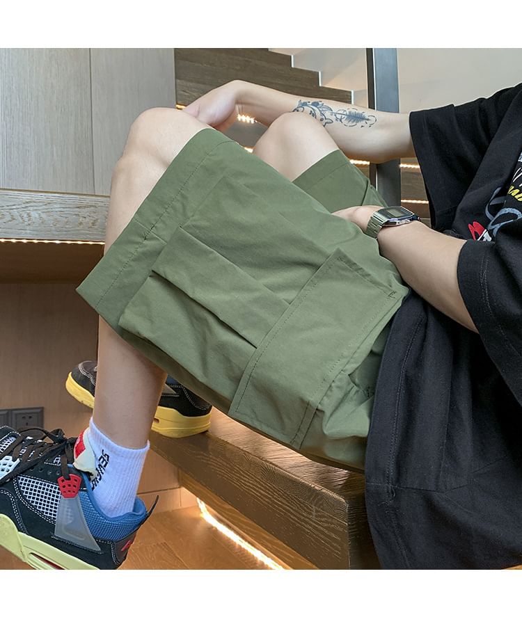 Urtishia - Effen cargoshorts met trekkoordtaille