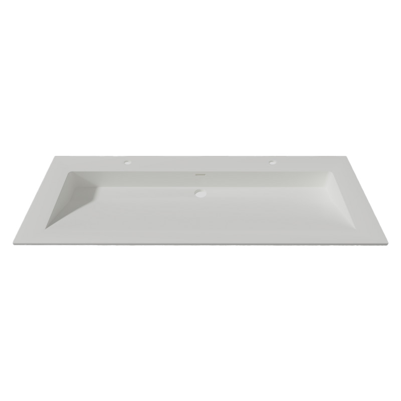 Lambini Designs Flora solid surface wastafel 120cm met kraangaten wit mat