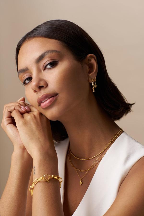 Orelia Jewellery Woven Twist & Cross Mid-Size Hoop Earrings