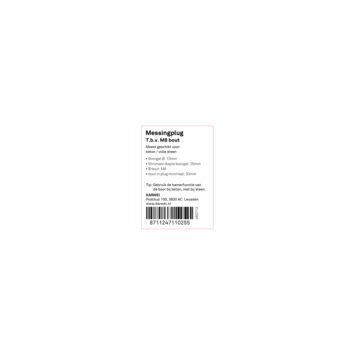 KARWEI Messingplug M8 - 11x30mm 4ST