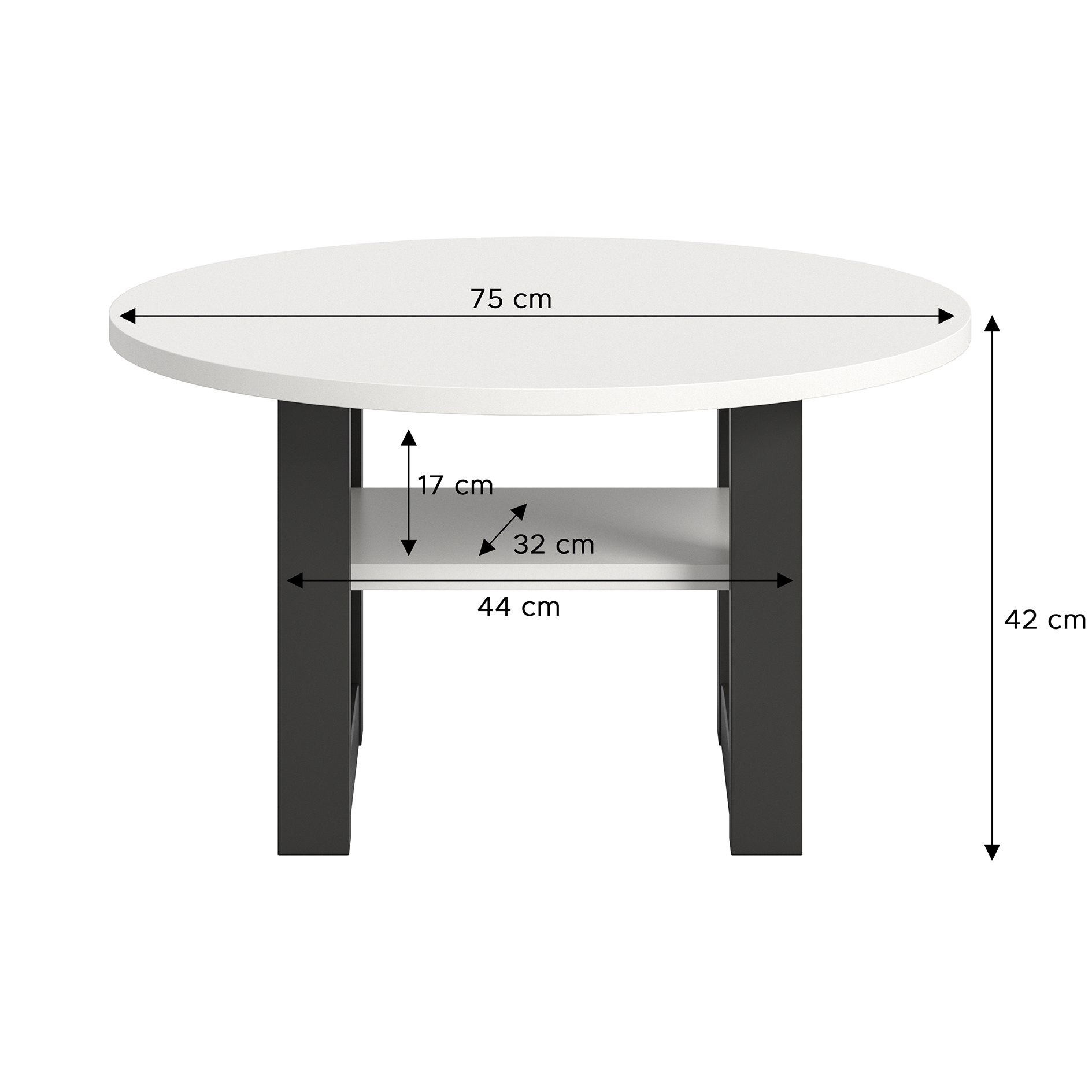 Couchtisch - weiß-grau - Ø 75 cm