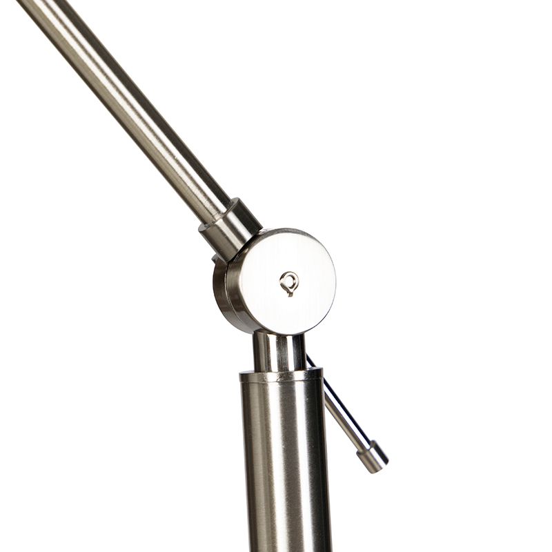Moderne vloerlamp staal met kap zwart linnen 45 cm - Editor