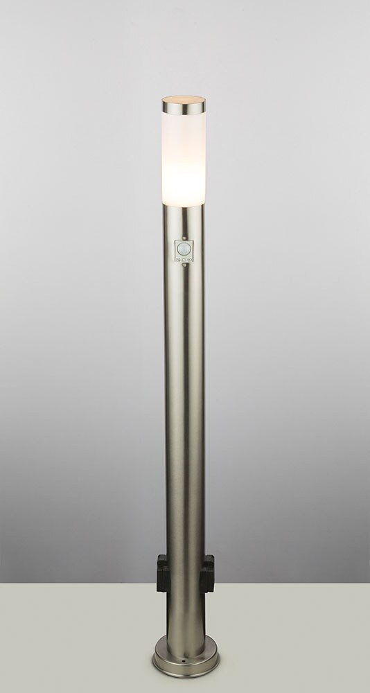 Stehlampe, 2x Steckdose, Edelstahl, Sensor, H 110 cm, BOSTON