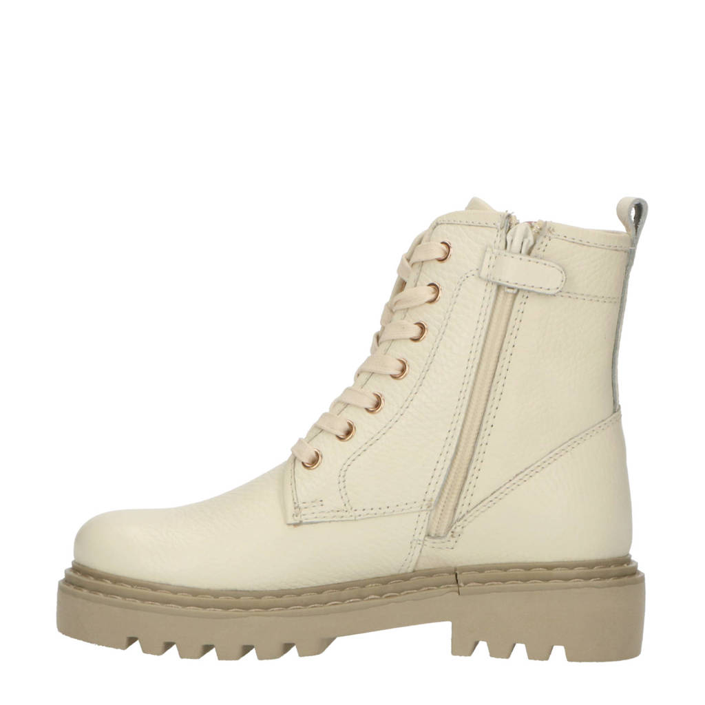 PS Poelman leren veterboots beige