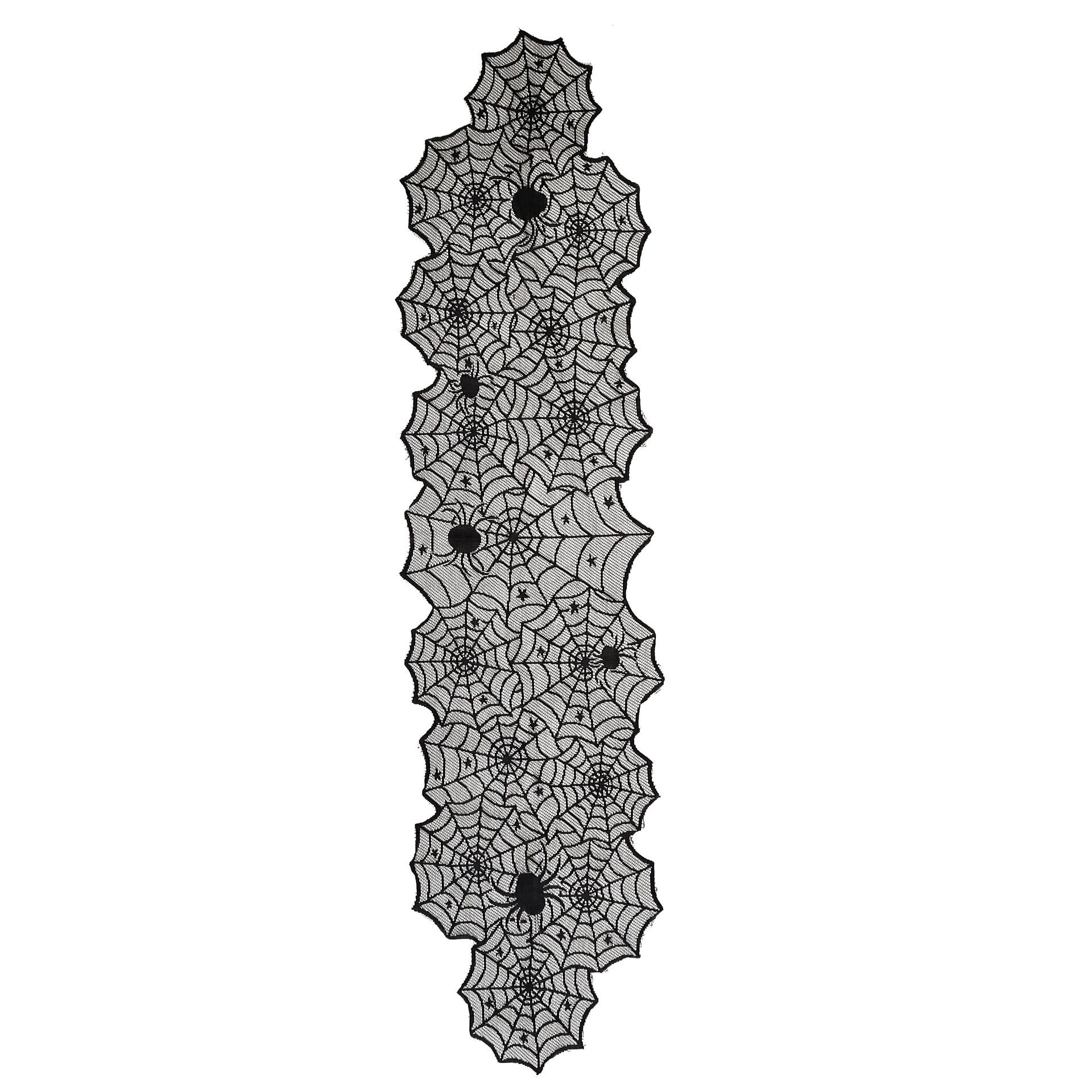 (180x45cm) Spinnen Netz Tischläufer Halloween Party Accessoire Deko Tischtuch - Schwarz