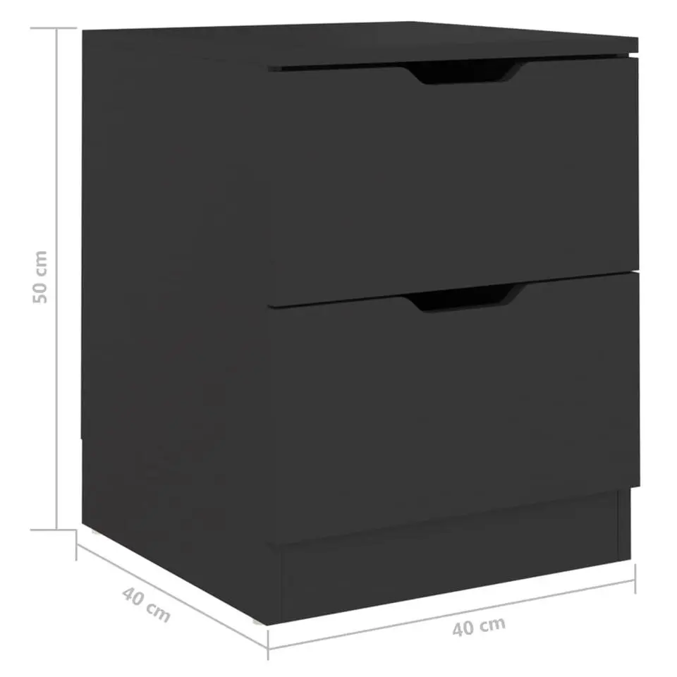 vidaXL - Nachtkastje - Zwart - Bewerkt hout - 2 stuks