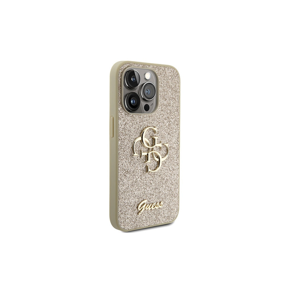 iPhone 15 Pro Max Hardcase Hülle Big Glitter Script (GUHCP15XHG4SGD) - Gold / Transparent