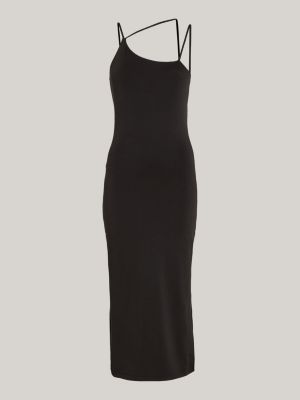 Vestido midi justo com várias alças
