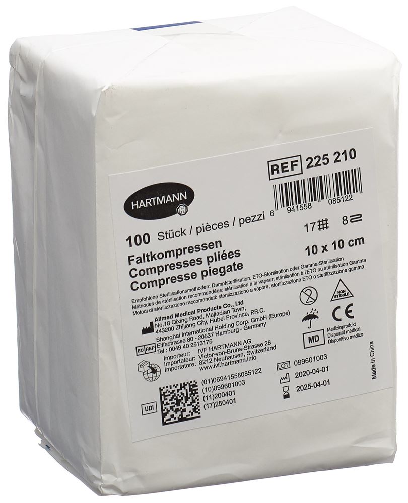 IVF Faltkompresse Typ 17<br>100 Stück, Beutel, 10x10cm, 8 fach