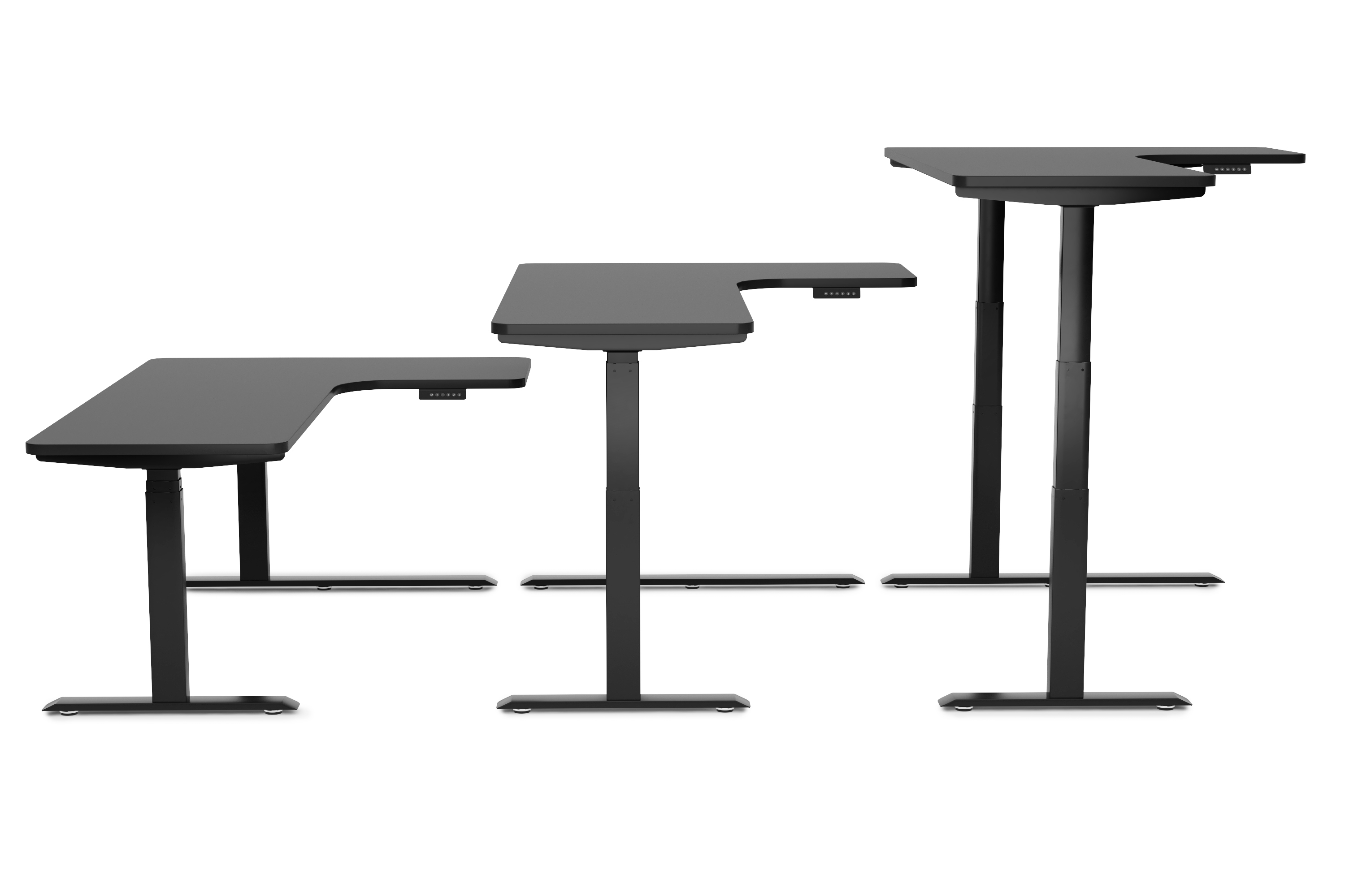 Stehpult Eckschreibtisch elektrisch PREMIUM schwarz 160 x 110 cm