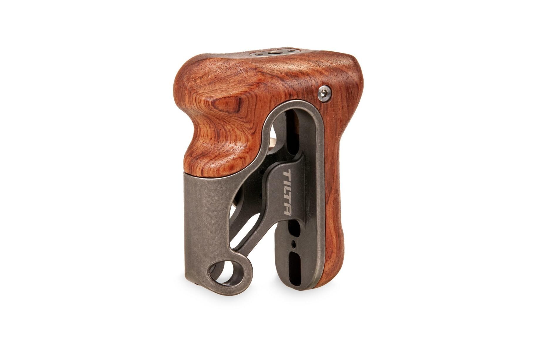 Left Side Wooden Handle Type II - Tactical GrayErgonomischer Griff zur Befestigung an der linken Seite der Tiltaing-Kamerakäfige für maximalen Komfort