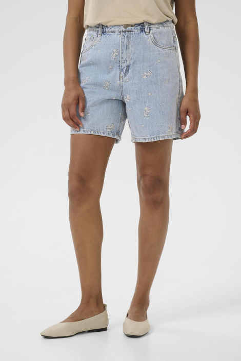 Kaffe blauwe dames korte broek