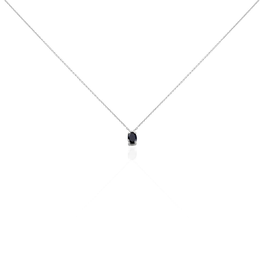 Collier Ovale Or Blanc Saphir