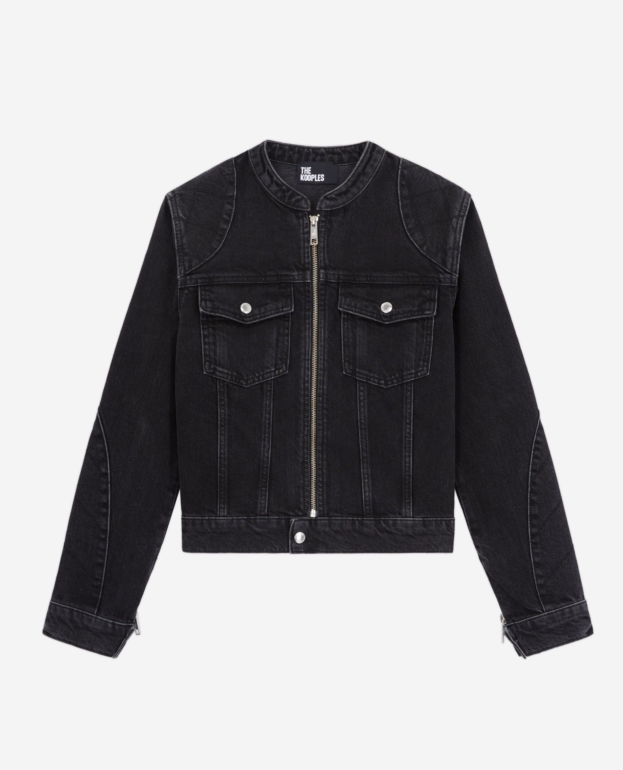 Black denim biker jacket