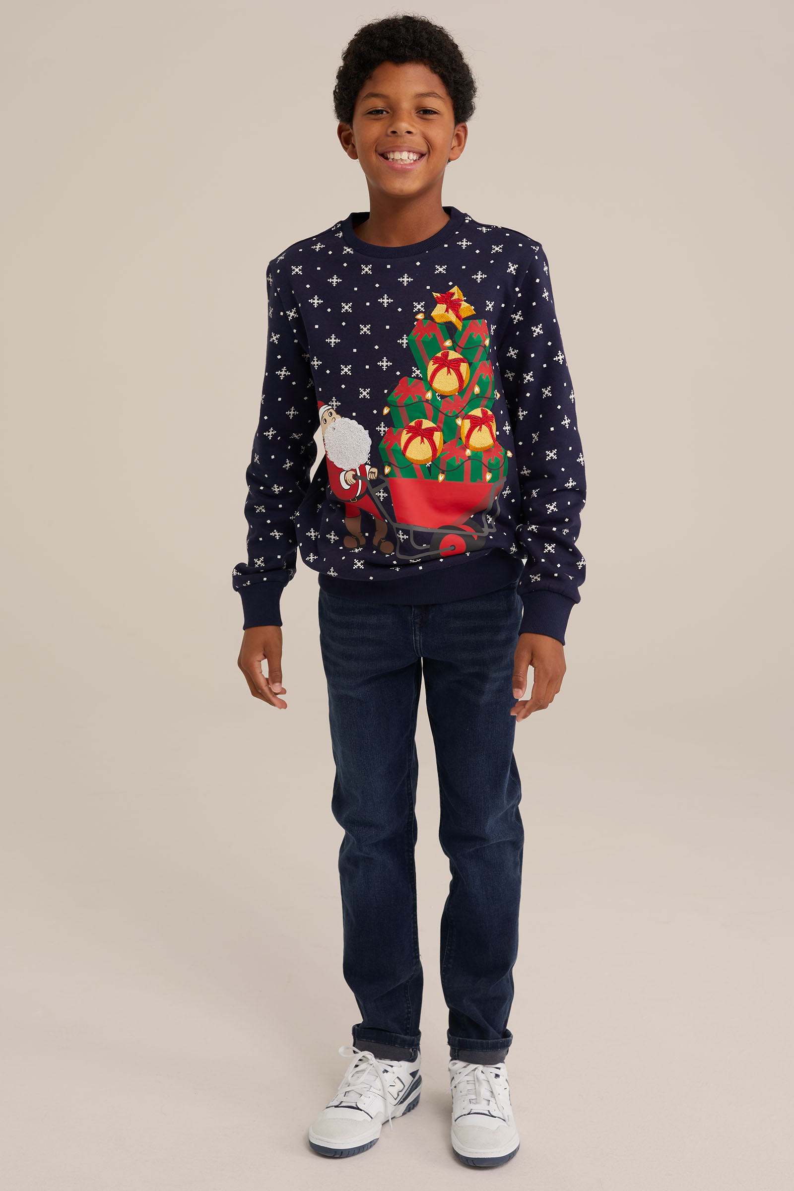 Jongens sweater met dessin WE Fashion Donkerblauw