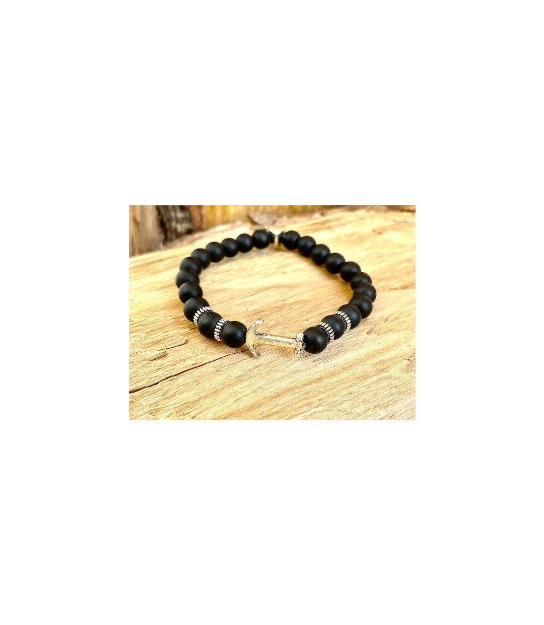 Bracelet Ancre en Onyx noir