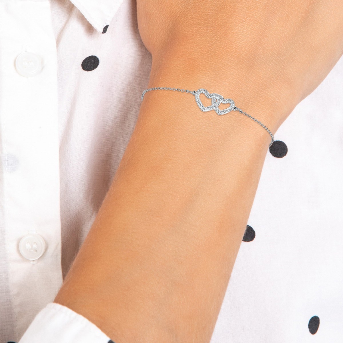 Bracelet coeurs SC Crystal orné de Cristaux scintillants