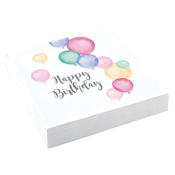 20 Servietten - Happy Birthday - Pastellfarben - ca. 33 x 33 cm