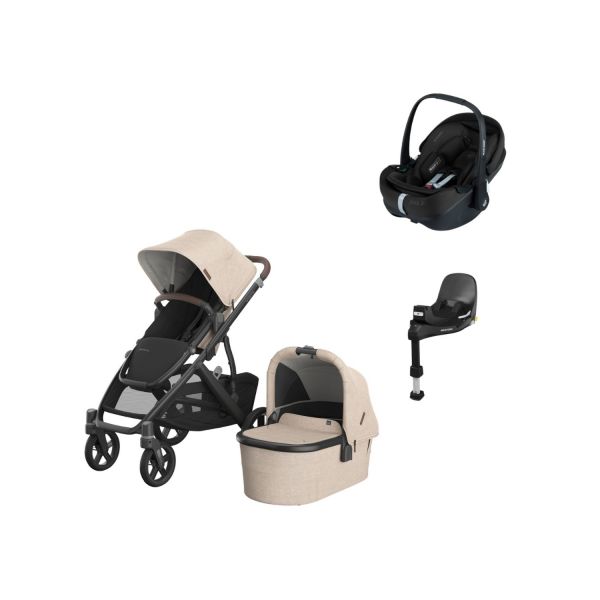UPPAbaby VISTA V3 Kinderwagen 4-in-1 - Dillan | Joolz X Maxi-Cosi Pebble 360 Pro 2 Autostoeltje | Maxi-Cosi FamilyFix 360 Pro