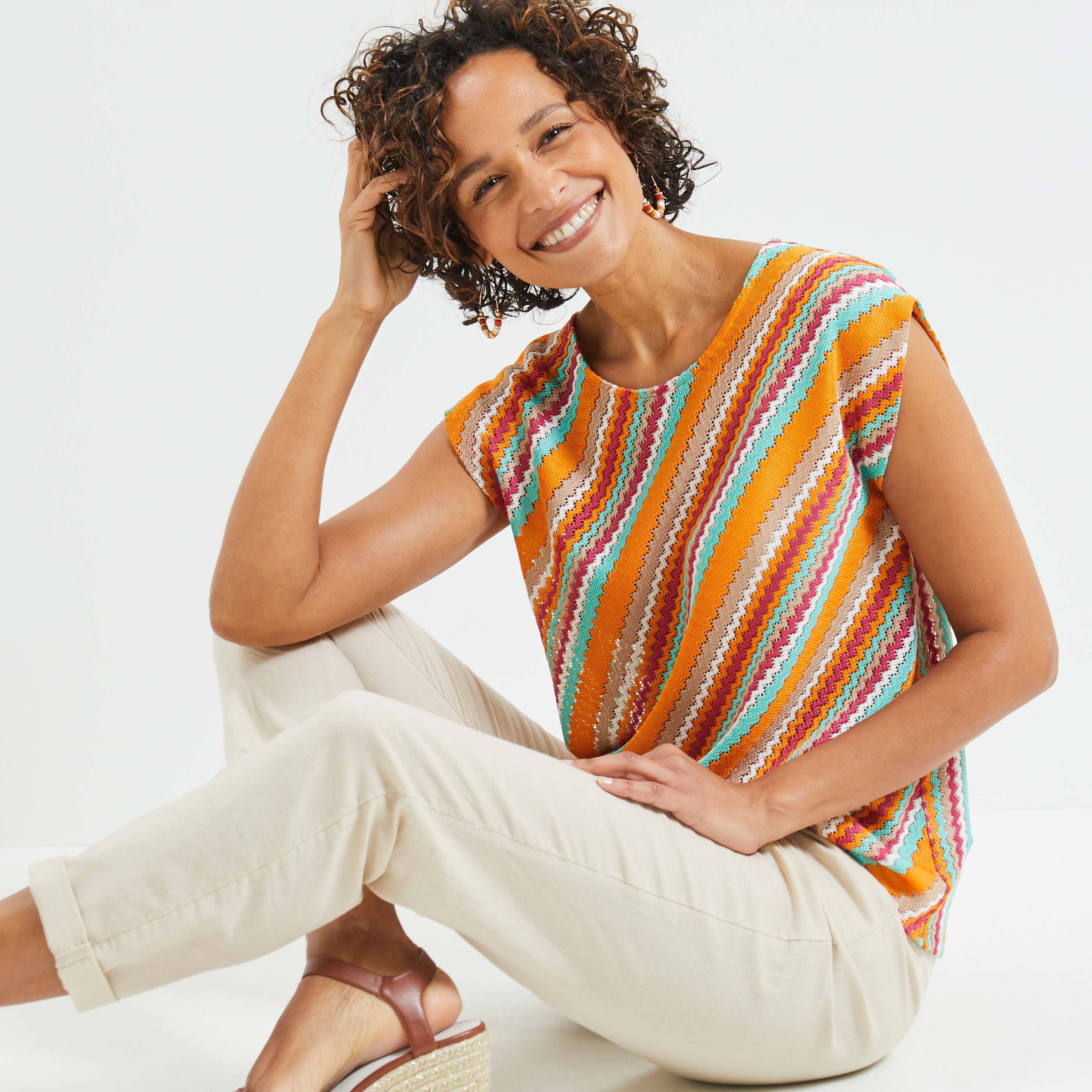 T-shirt manches courtes femme - ORANGE