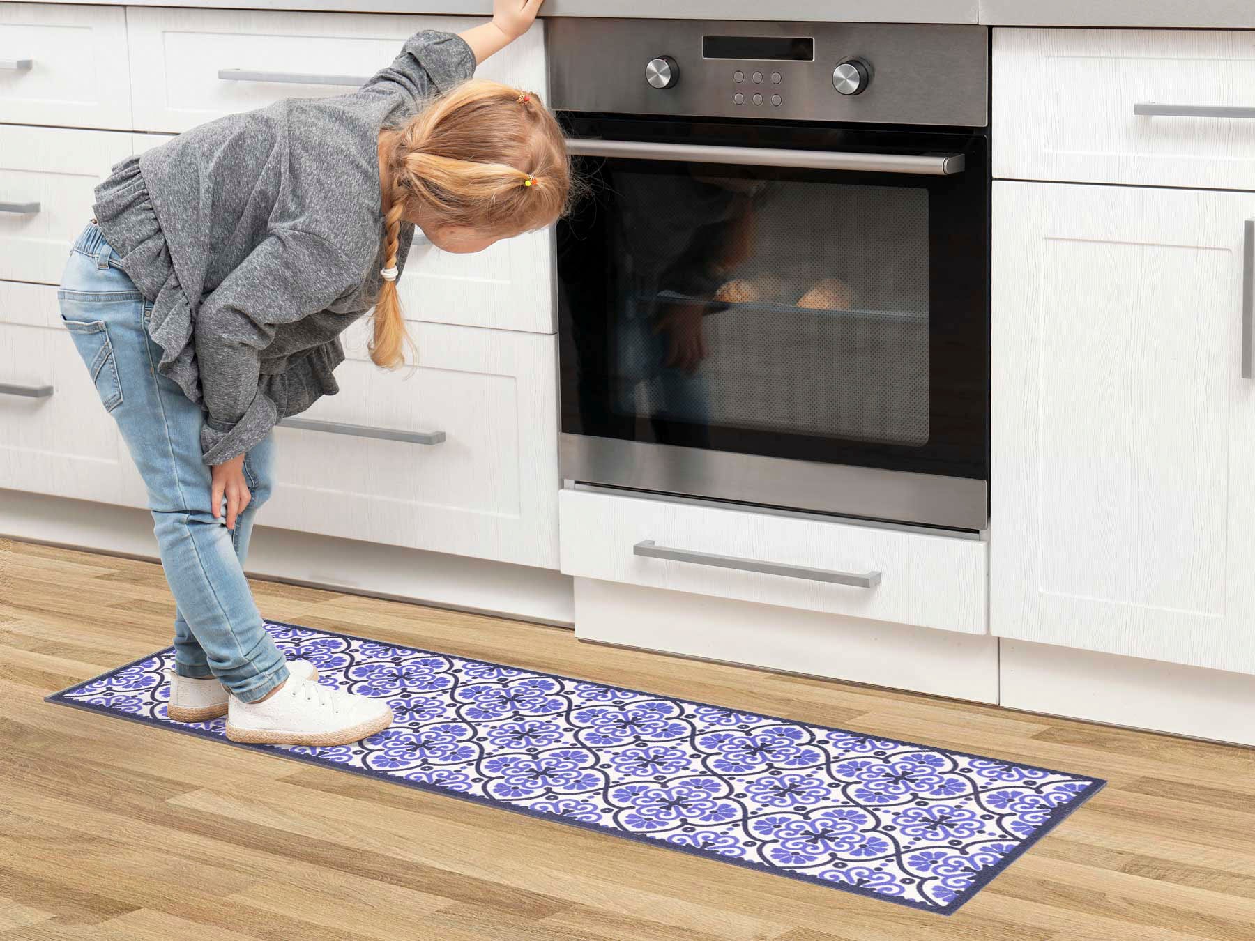 Primaflor-Ideen in Textil Küchenläufer »LISSABON, Made in Belgium« rechteckig 5 mm Höhe Motiv Ornamente, Fliesen Design, rutschhemmend, waschbar, Küche