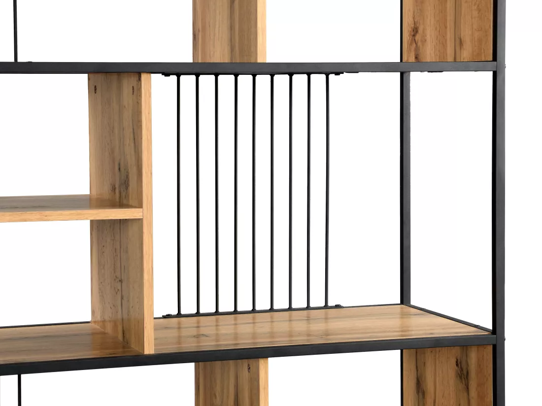 Etagère avec 9 niches en MDF et acier - Naturel et Noir - LEMAVIA