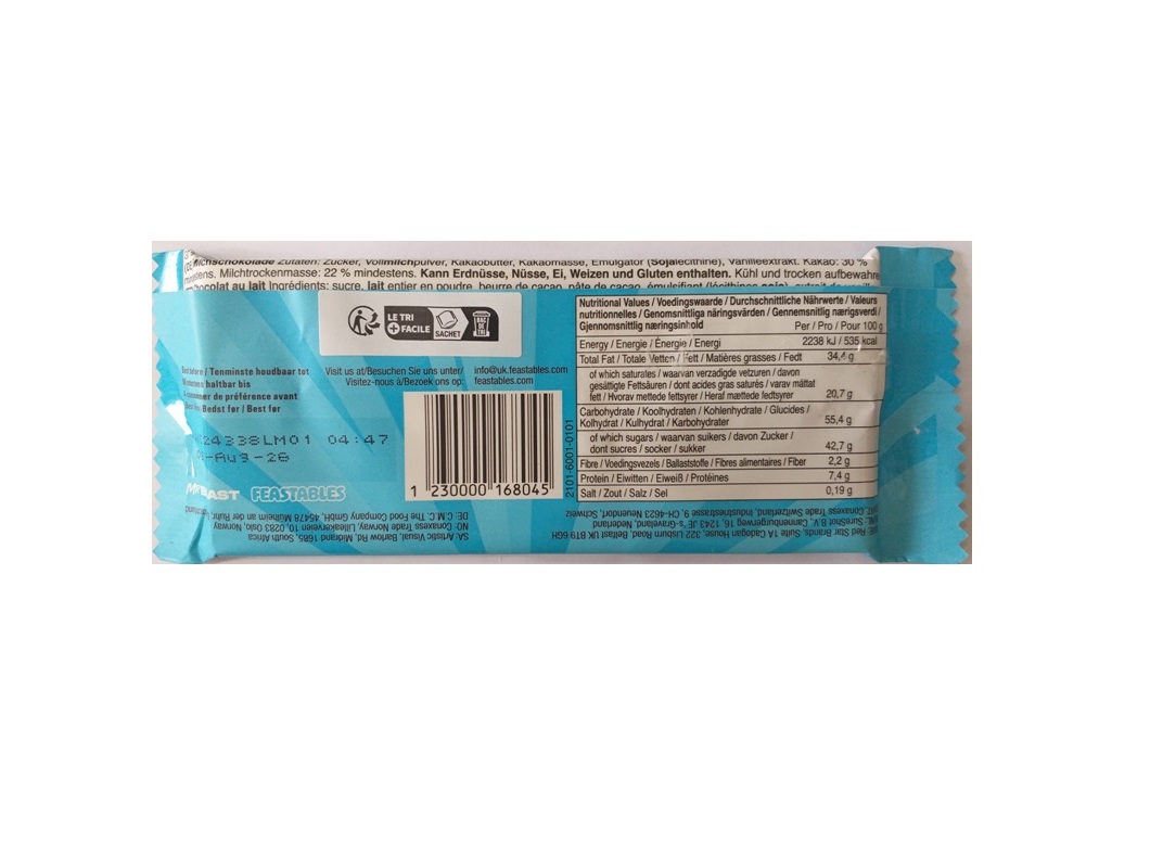 CHOCOLATE FEASTABLES MR. BEAST MILK CHOCOLATE 60G