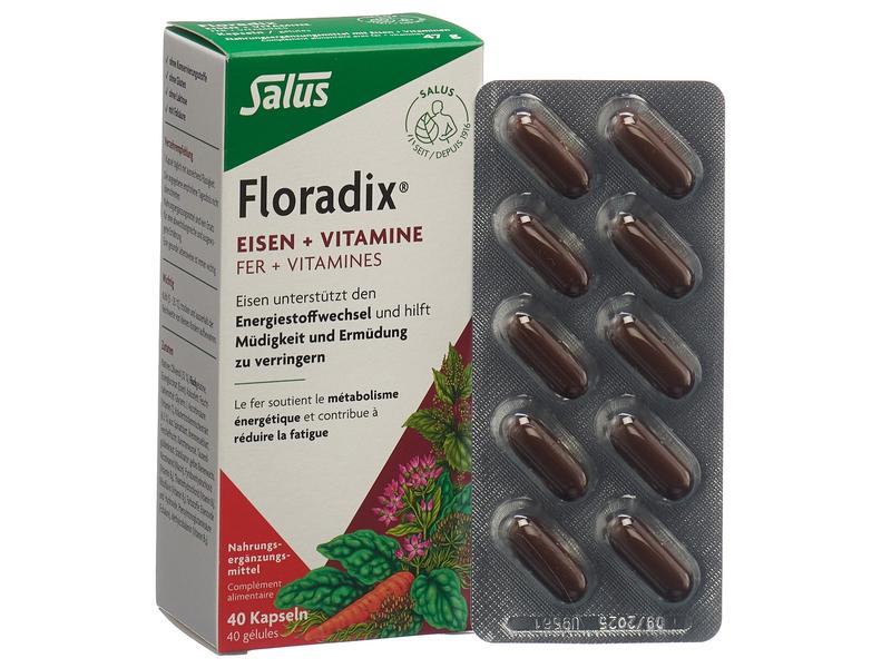 Floradix Eisen   Vitamine 40 Kapseln Nahrungsergänzungsmittel, Eisenpräparat