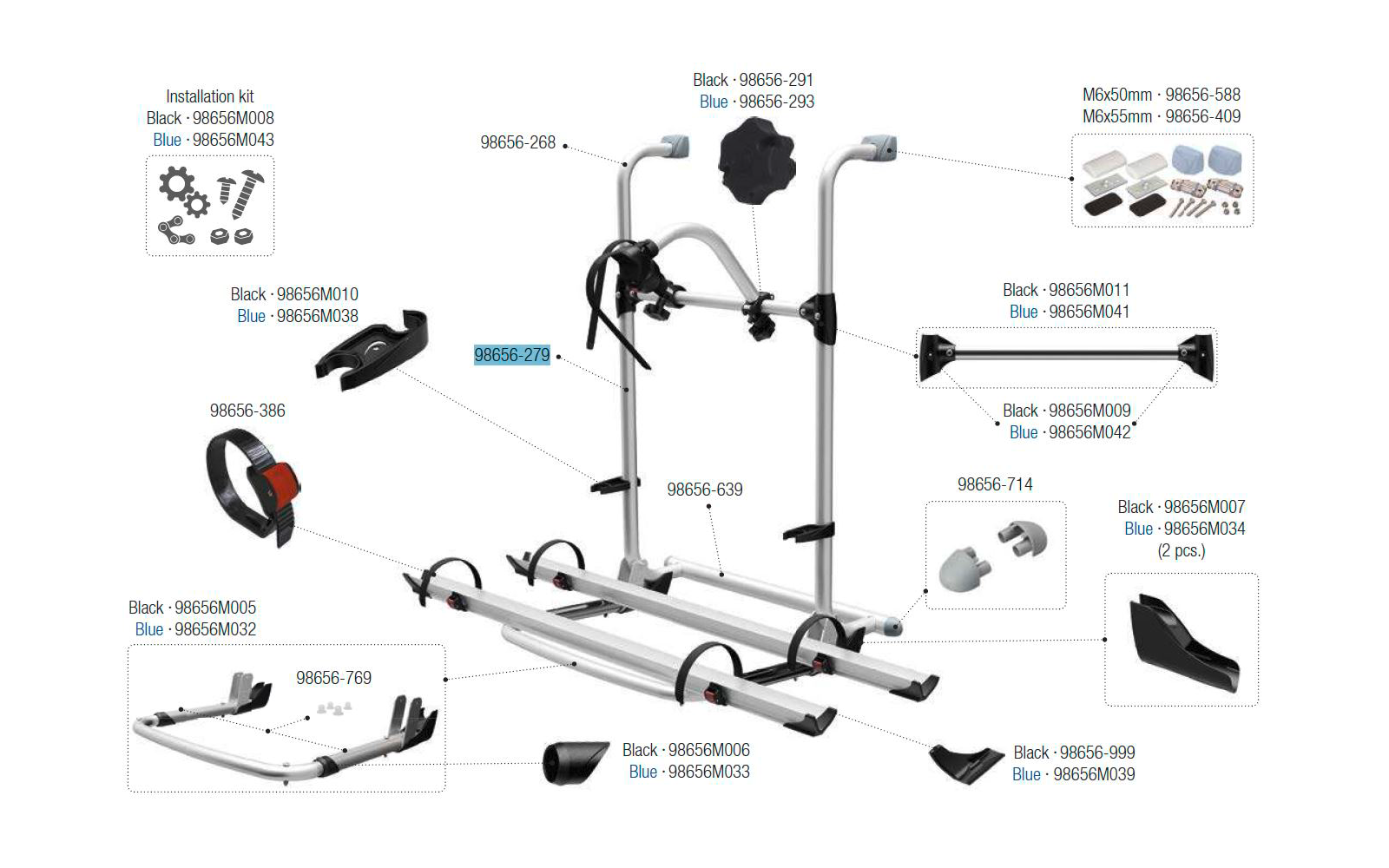 Fiamma Tragestruktur unten passend für Carry Bike Pro / Pro E-Bike / Hymer / PRO Autotrail - Fiamma Ersatzteilnummer 98656-279